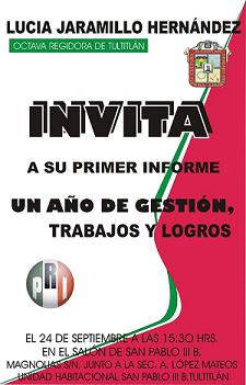 Invitaci&oacute;n al Informe de la Regidora Lucia Lucia Jaramillo
